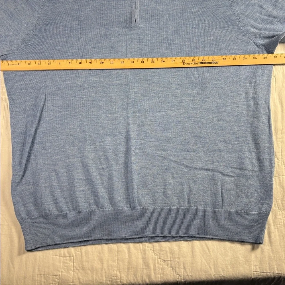 Luxury Jos A Bank Traveler Merino Wool 1/4-Zip Sweater Blue Tailored‎ Fit NWT